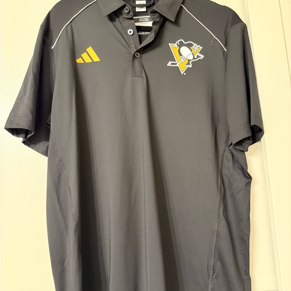 Adidas Black Polo with Pittsburgh Penguins logo medium